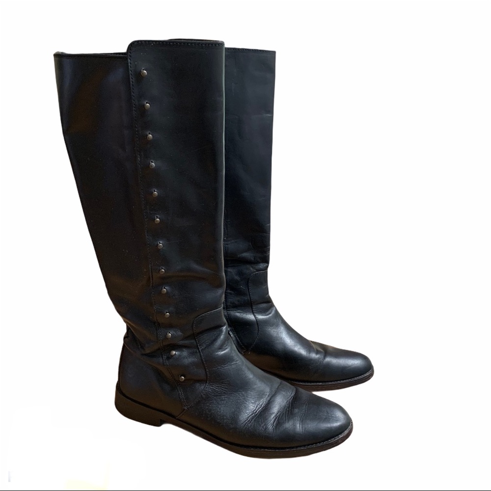 COLE HAAN black leather tall riding boots D32196